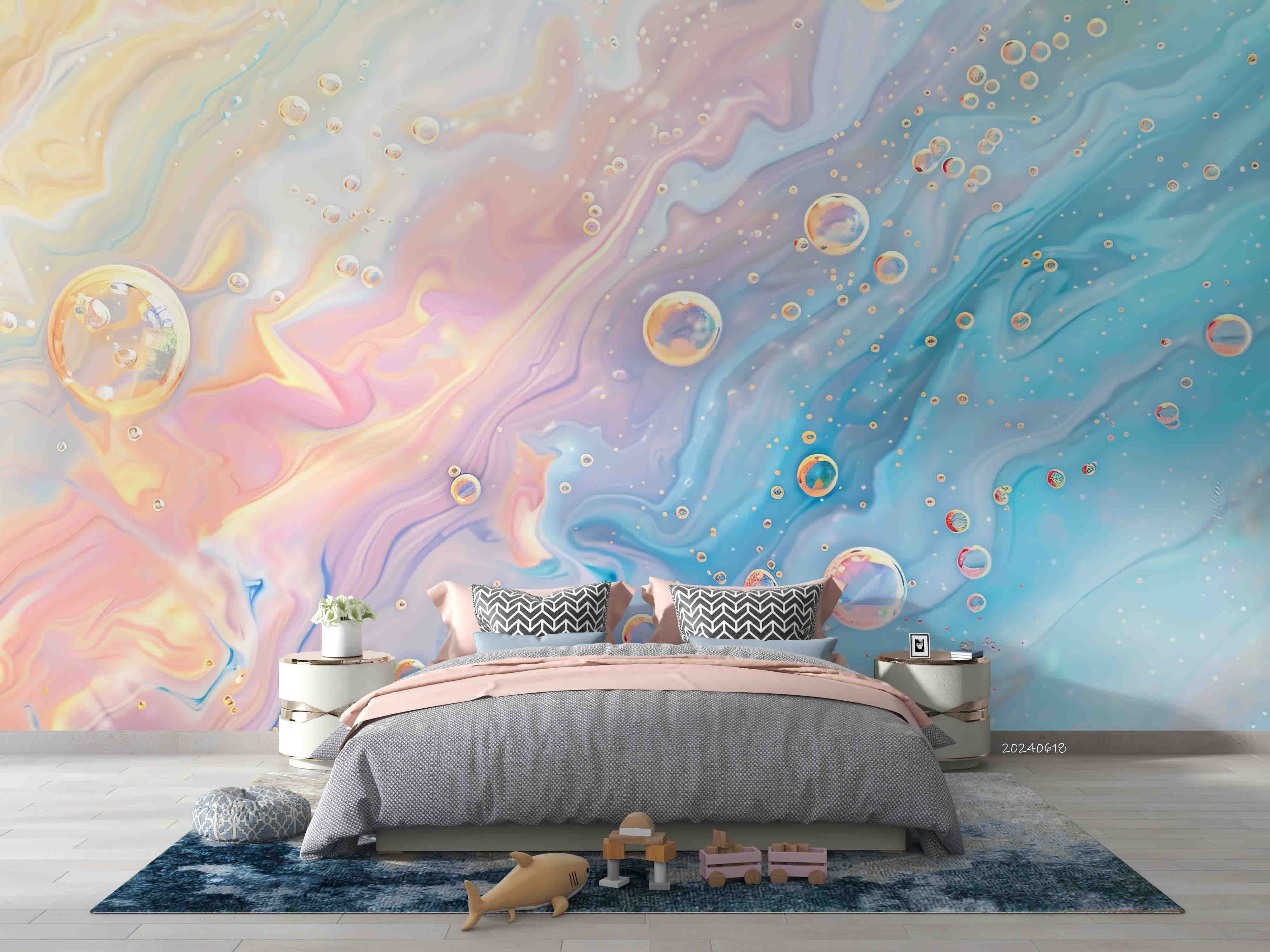 3D Abstract Damaskeen Froth Round Wall Mural Wallpaper YXL 617