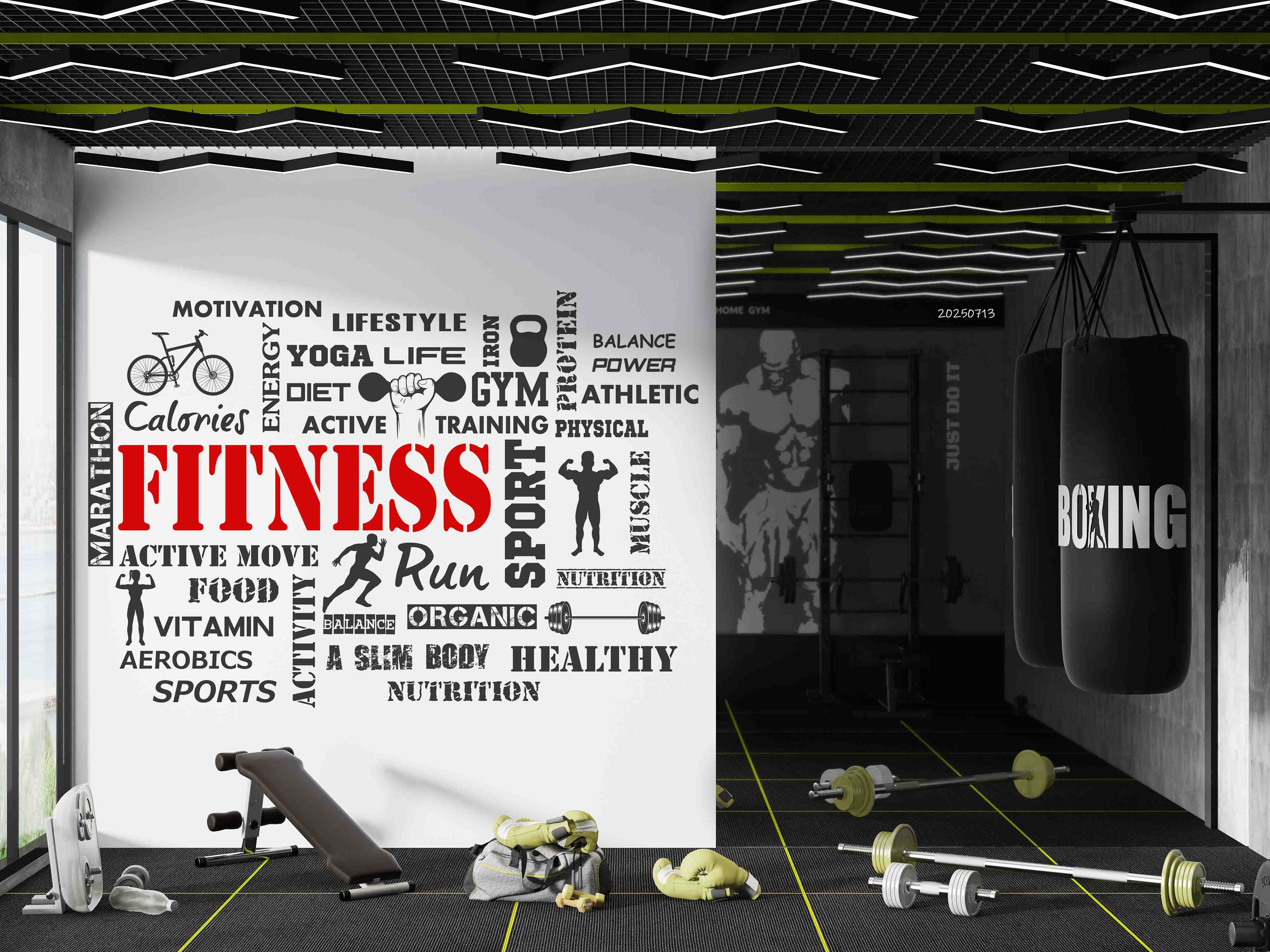 3D Gym Fitness Gymnasium Wall Mural Wallpaper 61