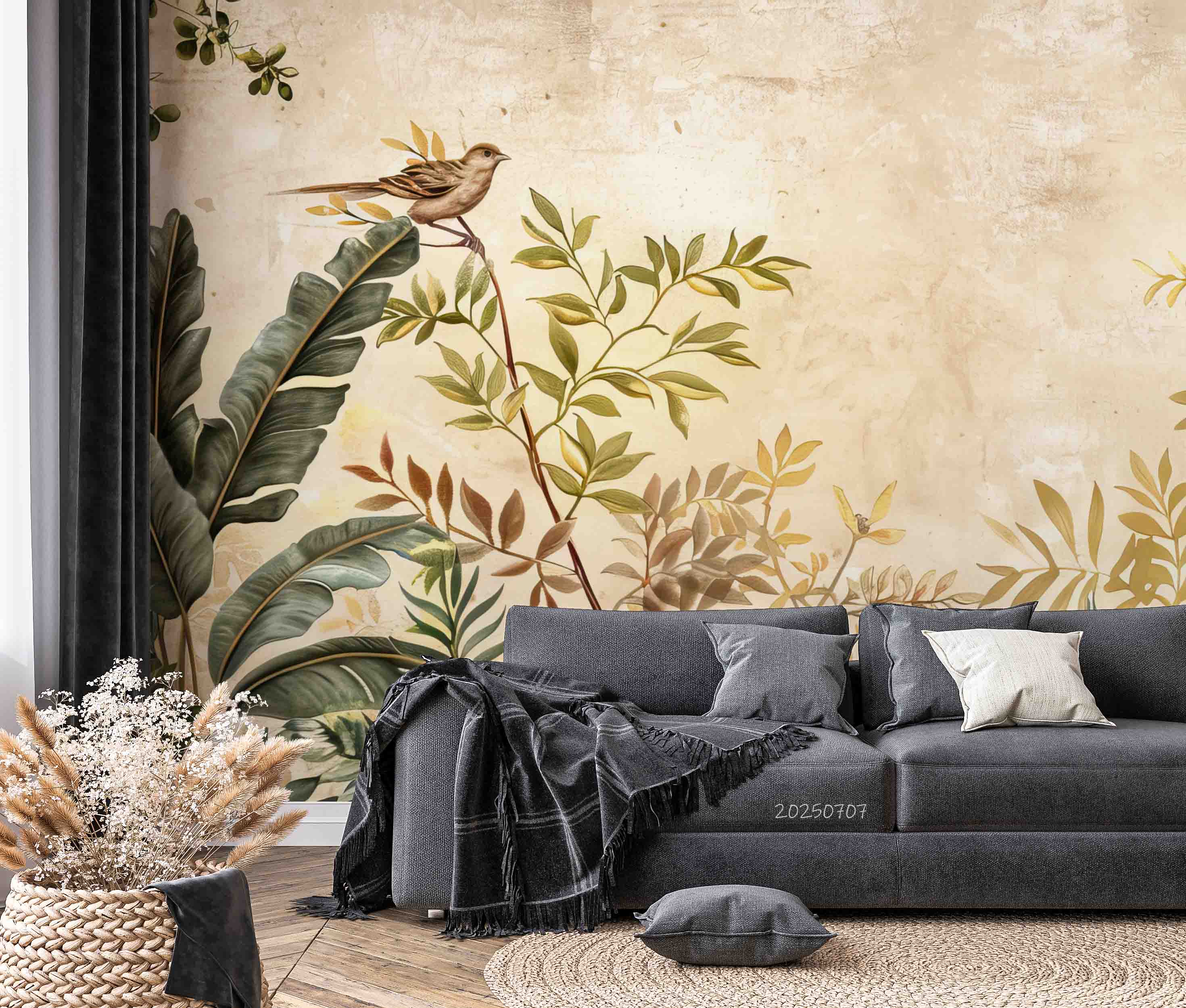 3D ropical Jungle Plants Leaves Birds Wallpaper Wall Mural Wall Decor Wall Art Wall Sticker Remoable Wallpaper 37
