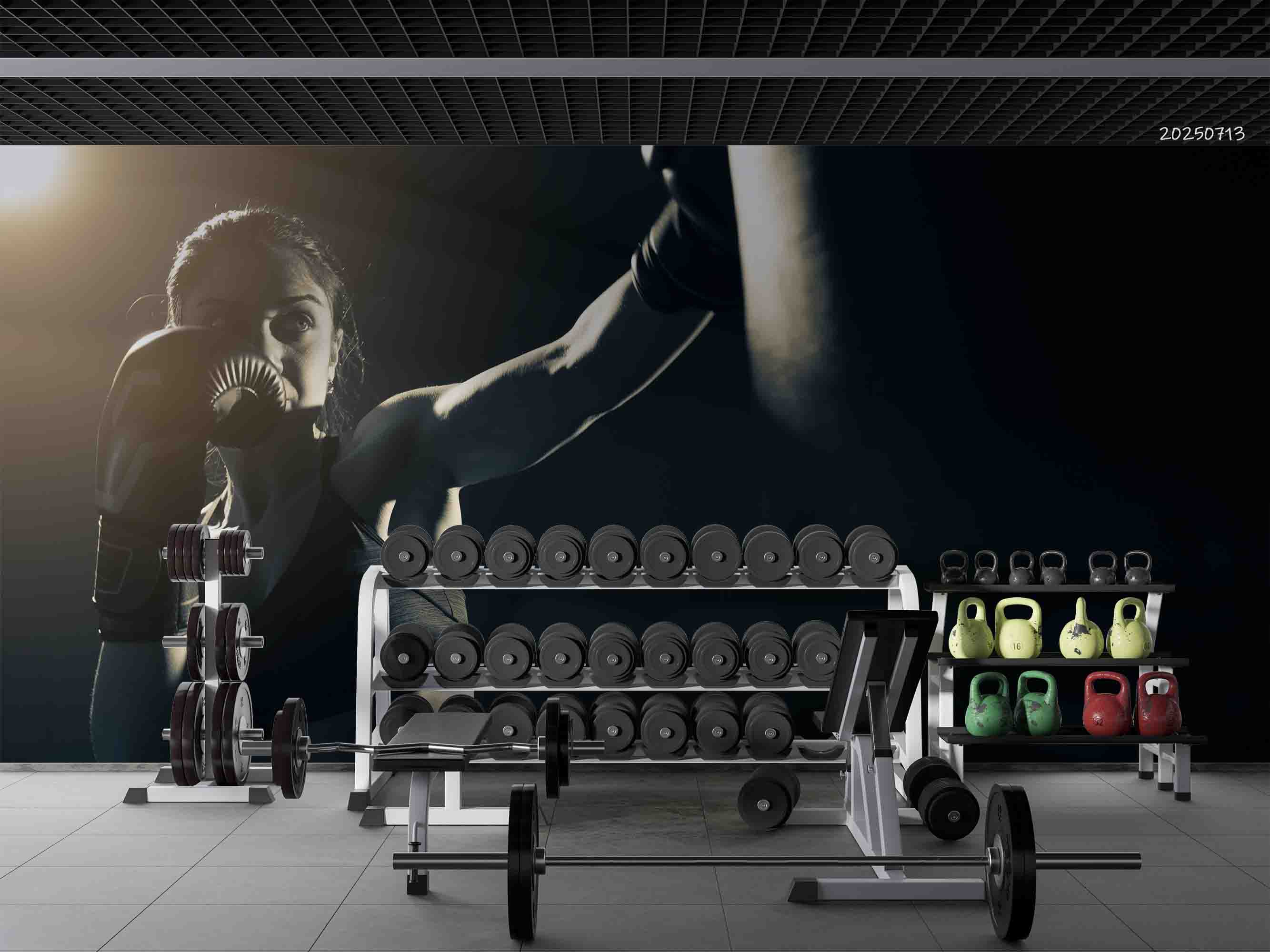 3D Gym Fitness Gymnasium Boxing Wall Mural Wallpaper 47