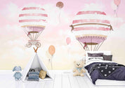 3D Hydrogen Balloon Balloon Cloud Sky Pink Wall Mural Wallpaper YXL 404