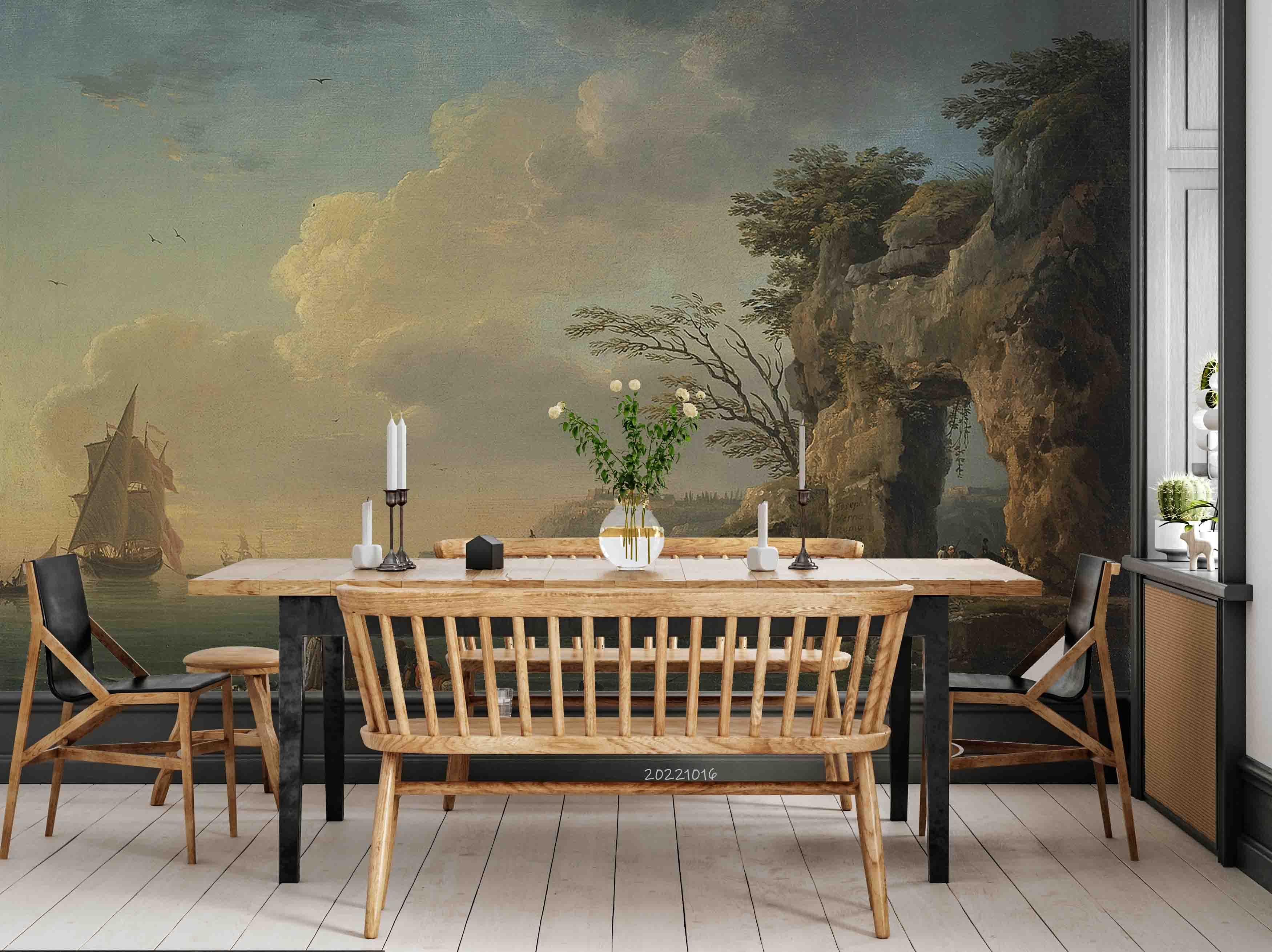 3D Oil Painting Mountain Sea Sailboat Scenery Wall Mural Wallpaper GD 2976- Jess Art Decoration