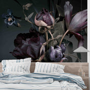 3D Peony Tulip Bouquet Dark Background Wall Mural Wallpaper GD 5626- Jess Art Decoration
