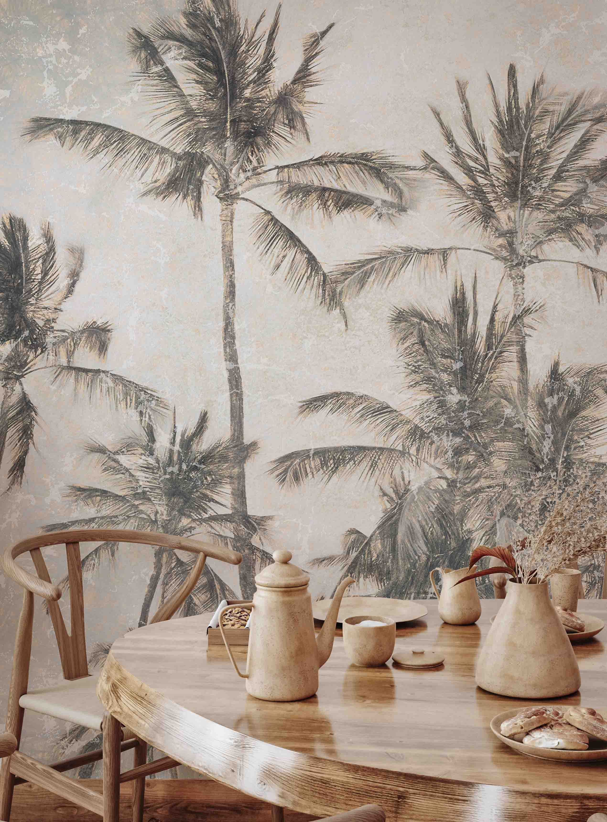 3D Retro Palm Tree Sketch retro palm tree sketch mural wall mural wallpaper for bedroom - view 3