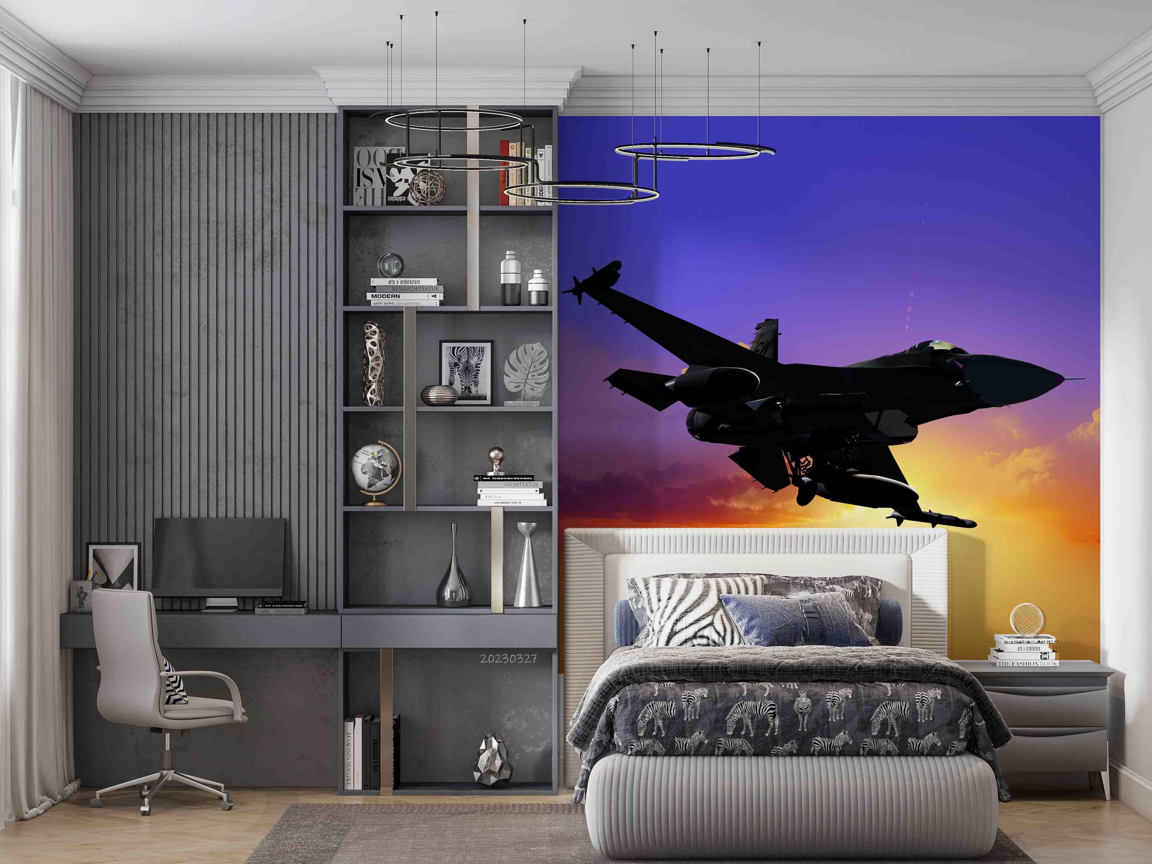 3D Jet Airplane Sky Background Wall Mural Wallpaper GD 5479- Jess Art Decoration