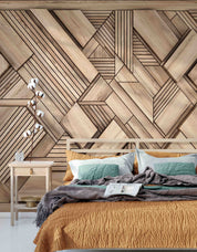 3D Wood Stripe Pattern Wall Mural Wallpaper YQ 0156