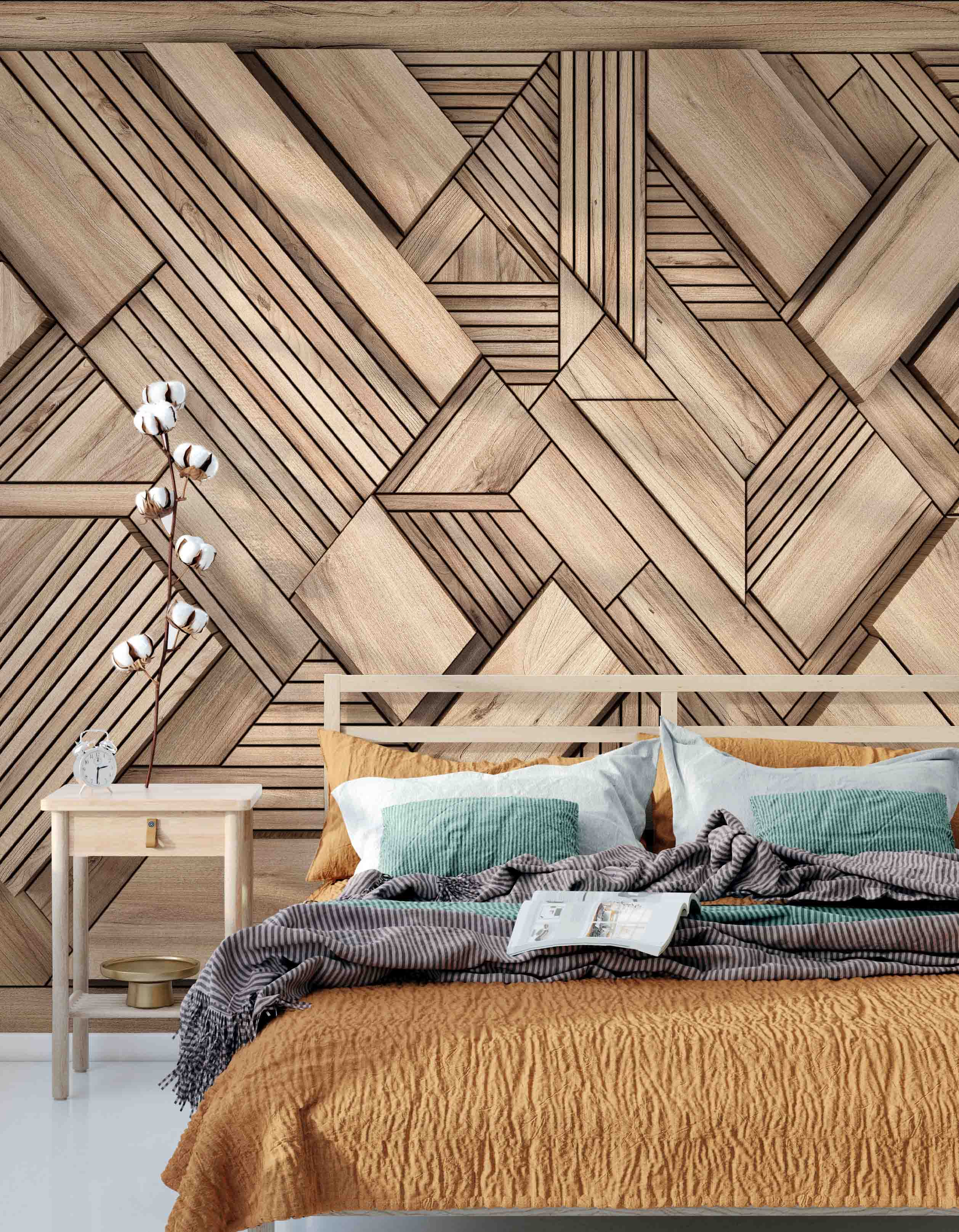 3D Wood Stripe Pattern Wall Mural Wallpaper YQ 0156