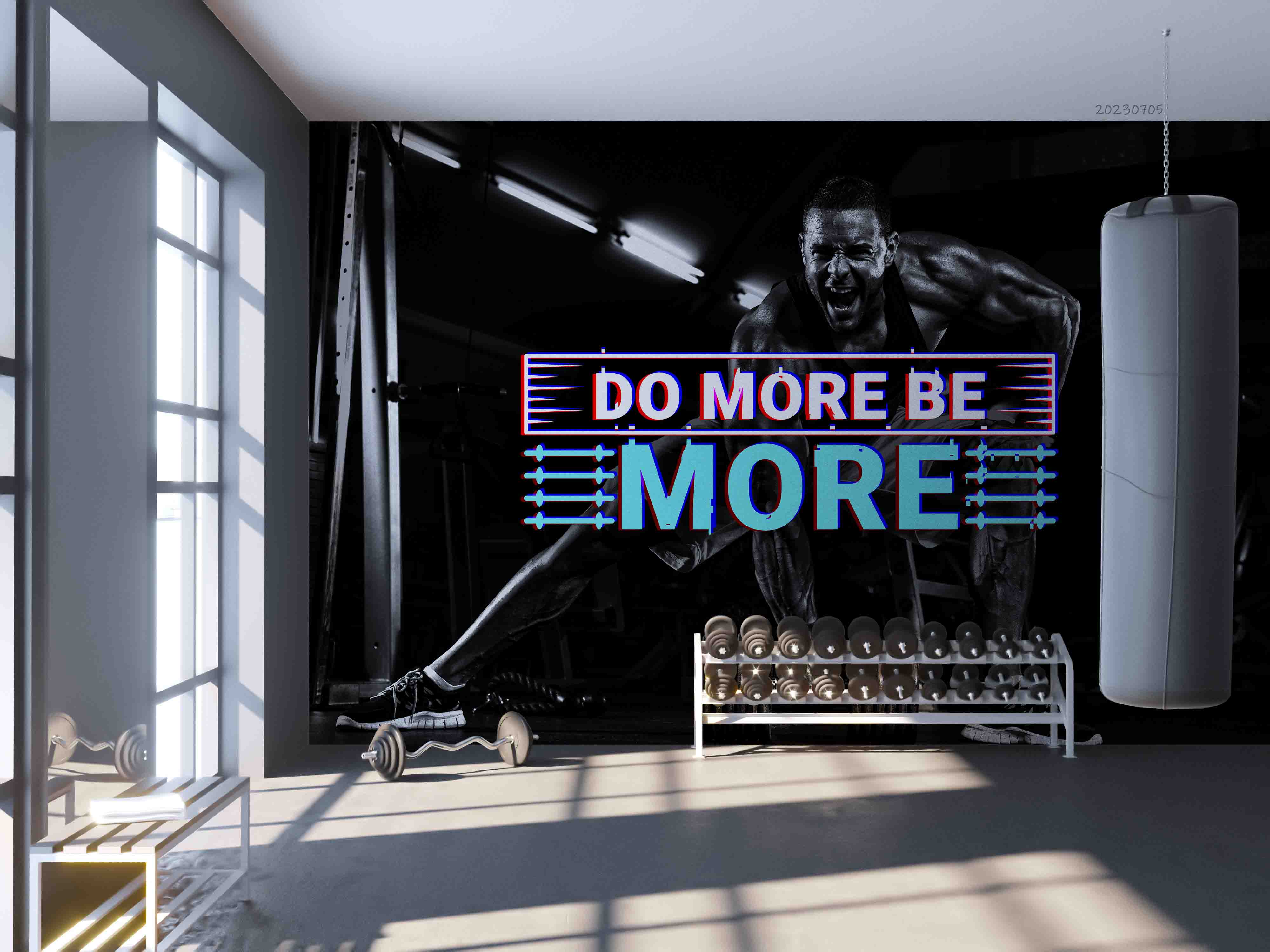 3D Fitness Person Letter Dumbbell Wall Mural Wallpaper YXL 1724