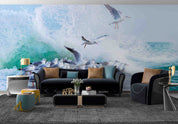 3D Animal Sea Mew Ocean Spindrift  Rock Wall Mural Wallpaper YXL 20- Jess Art Decoration