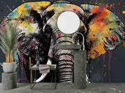 3D Animal Elephant Colours Wall Mural Wallpaper YXL 1837