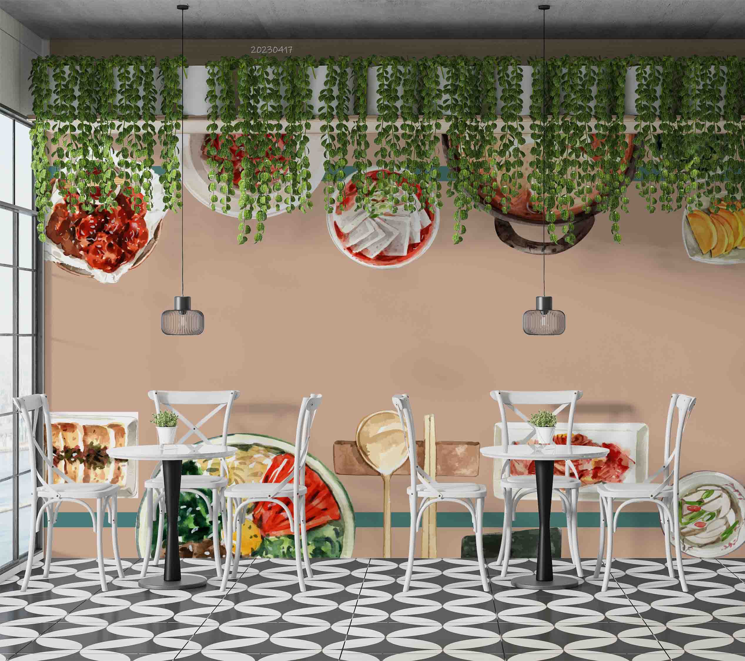 3D Korean Food Design Spicy Chicken Kimchi Watercolor Illustration Wall Mural Wallpaper GD 5486- Jess Art Decoration