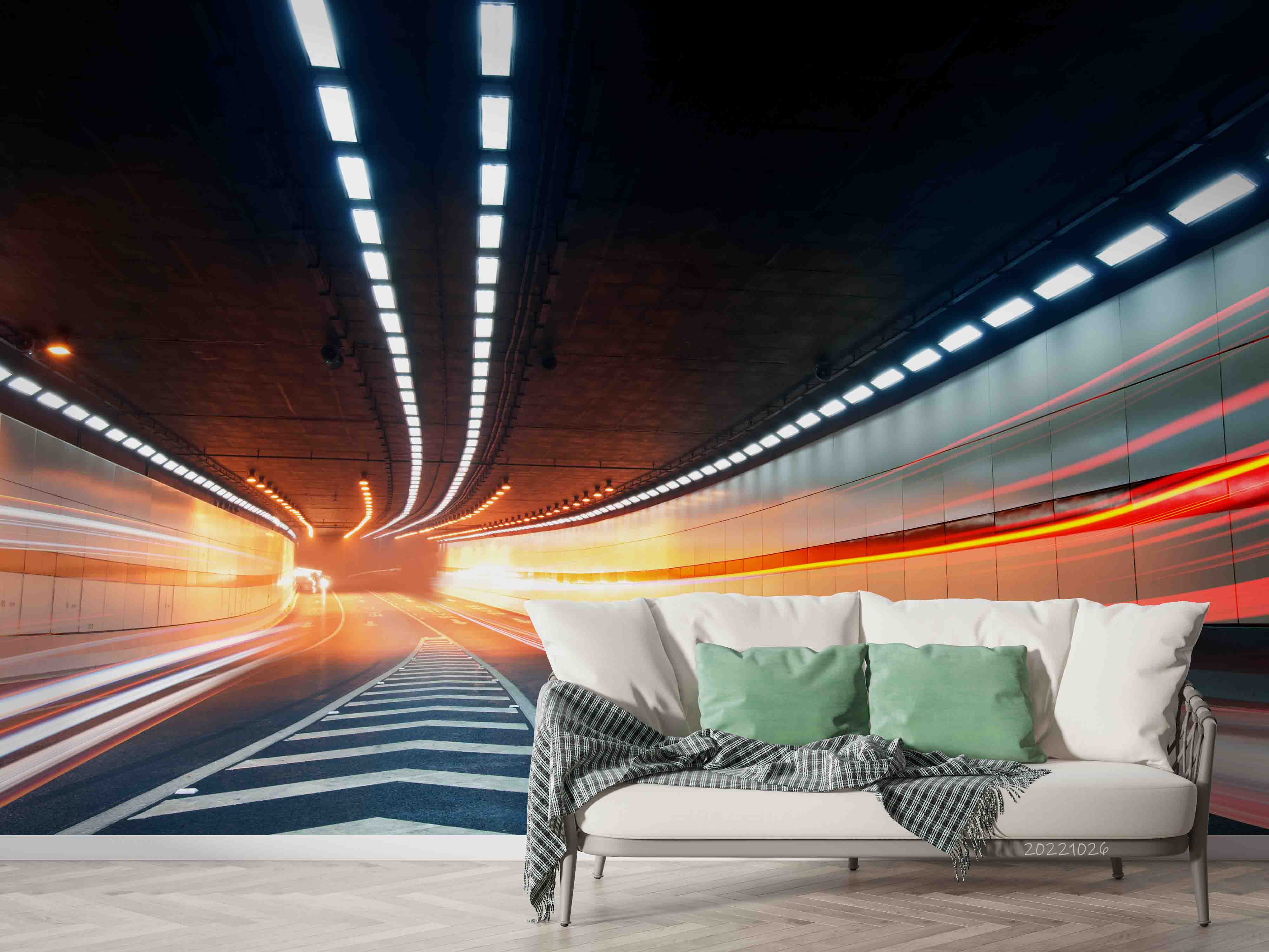 3D Tunnel Car Lighting Wall Mural Wallpaper GD 3120- Jess Art Decoration
