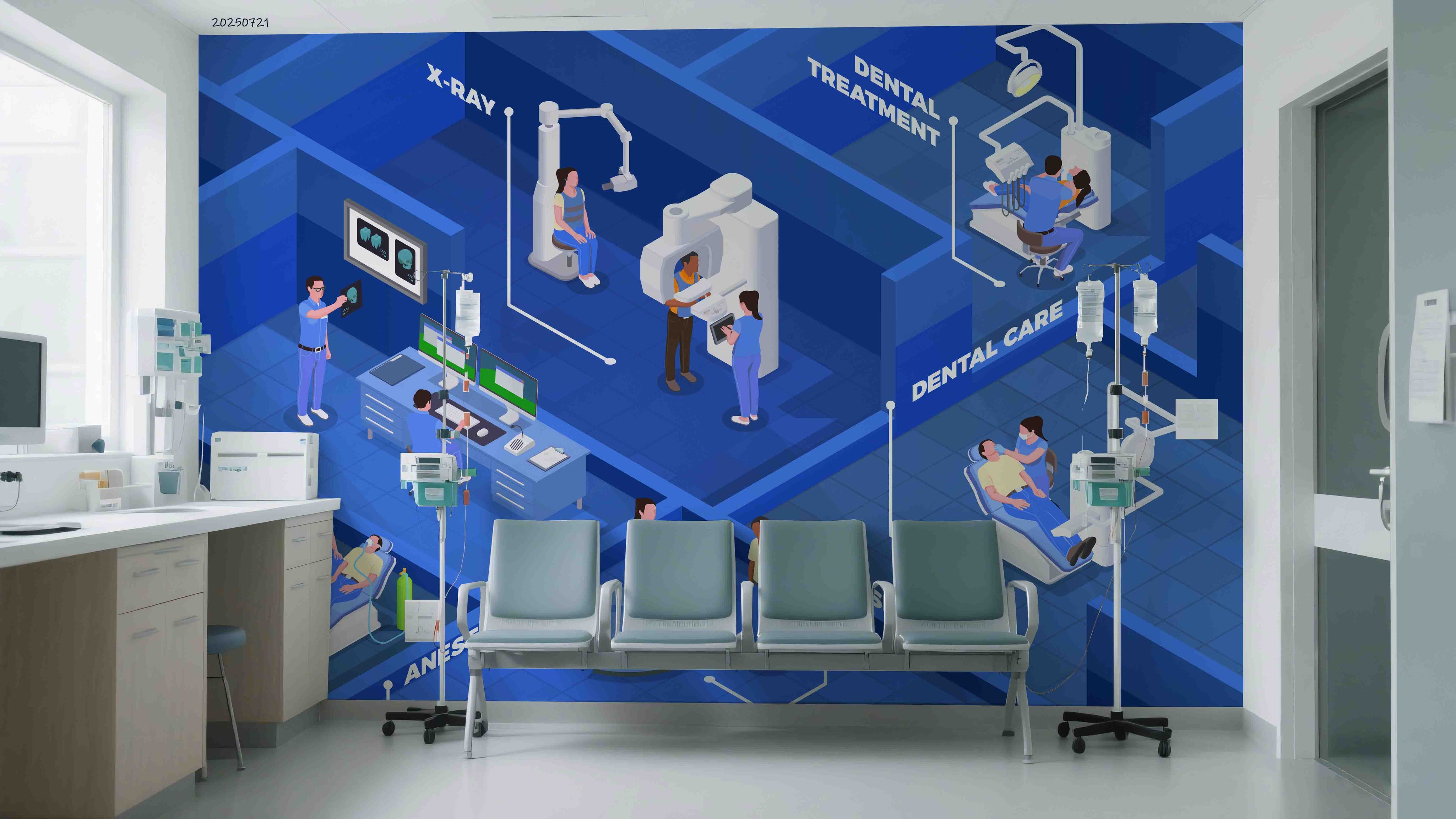 3D Clinic Hospital Rehabilitation Center Stomatology Dentistry Healthy Wall Mural Wallpaper JN 3