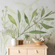 3D Watercolor Green Leaf Wallpaper Wall Mural Wall Decor Wall Art Wall Sticker Remoable Wallpaper LQH