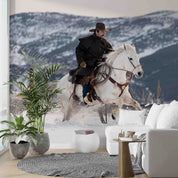3D Cowboy Horse Mountain Snow Wall Mural Wallpaper GD 5318- Jess Art Decoration