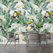 3D Watercolor Tropical Banana Leaf Toucan Hibiscus Floral Wall Mural Wallpaper GD 4219- Jess Art Decoration