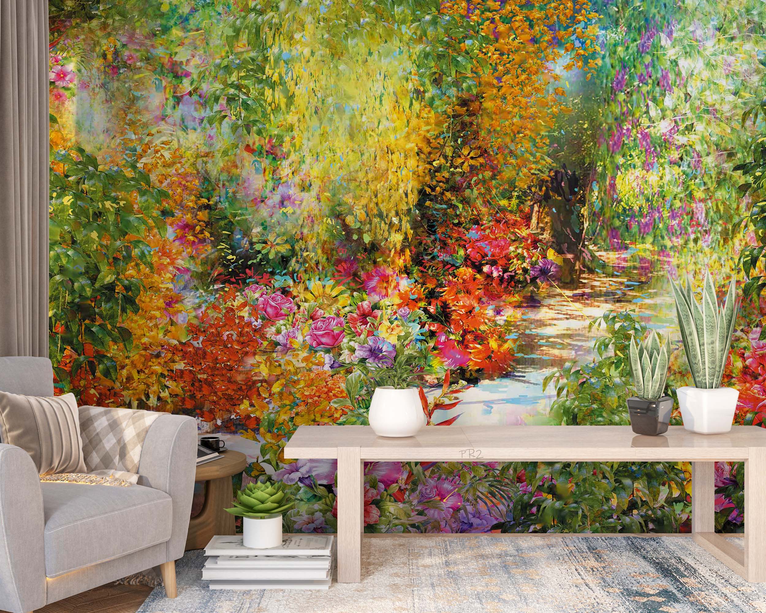 3D Oil Painting Summer Forest Trees Floral Wall Mural Wallpaper GD 3707- Jess Art Decoration