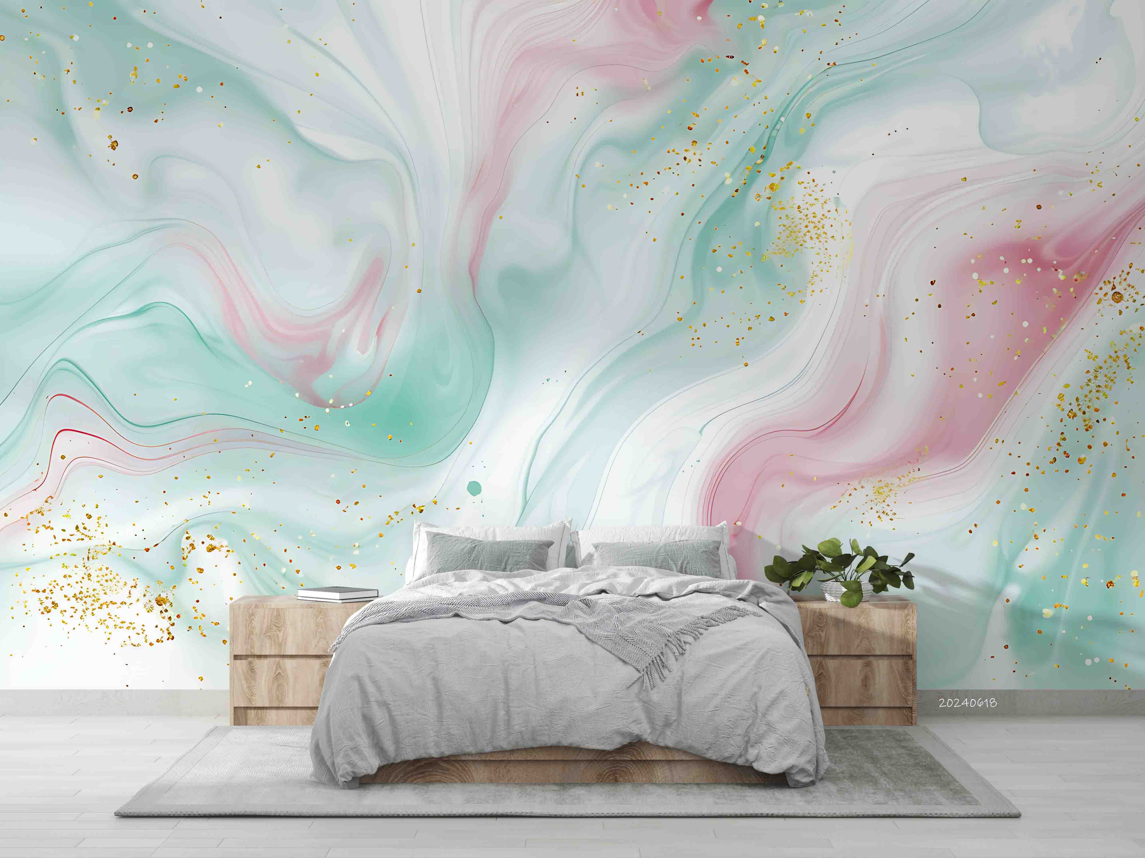 3D Abstract Damaskeen Gold Dust Texture Wall Mural Wallpaper YXL 631