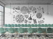 3D Restaurant Snack Bar Diner Fast Food Pizza Wall Mural Wallpaper 38