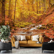 3D Forest Brook Autumn Landscape Wall Mural Wallpaper JN 368