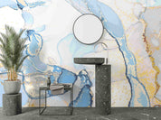 3D Abstract Damaskeen Ellipse Gold Dust Wall Mural Wallpaper YXL 574