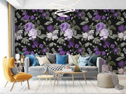 3D Purple Rose Vintage Watercolor Pattern Wall Mural Wallpaper GD 3432- Jess Art Decoration