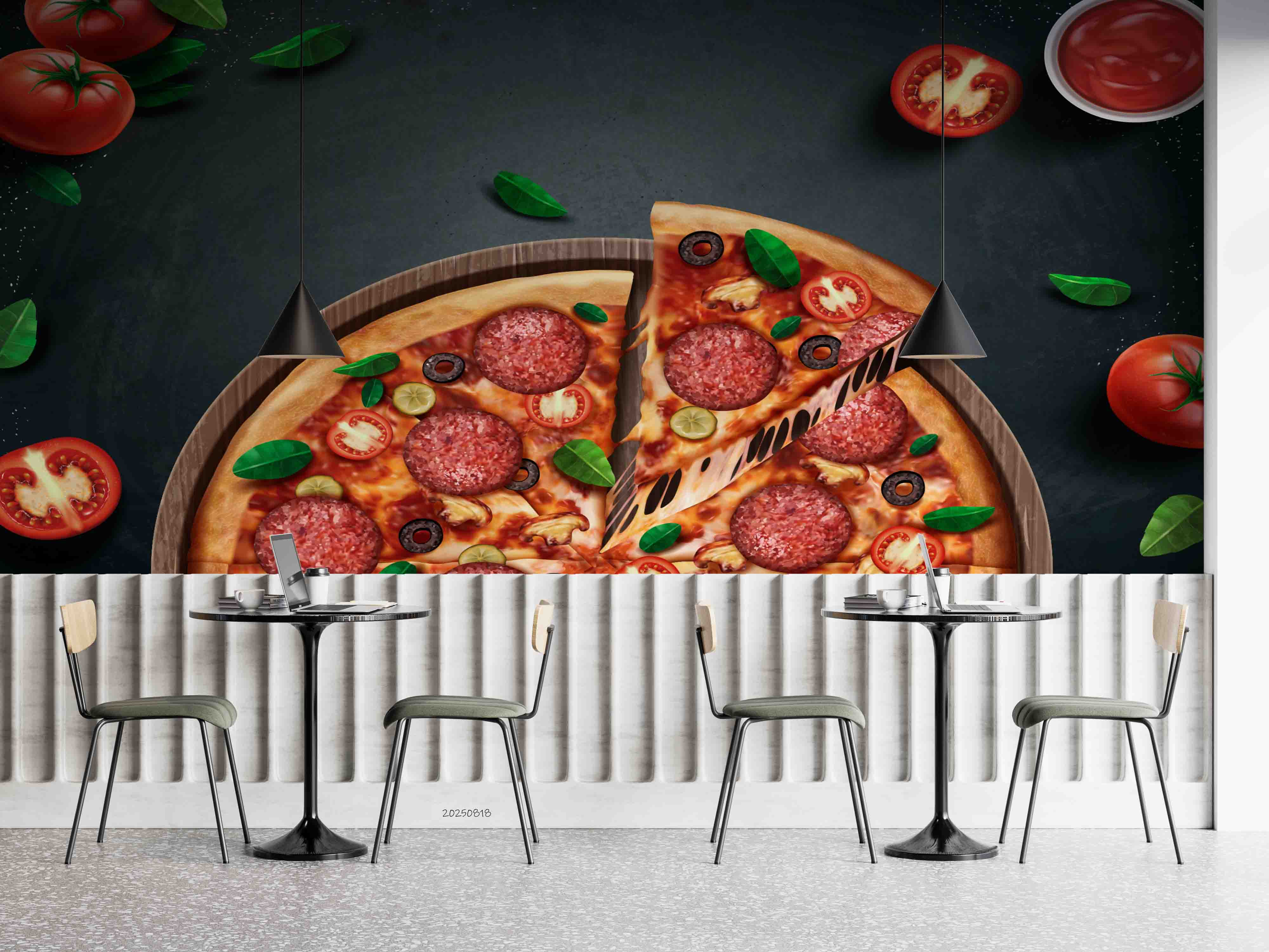 3D Restaurant Snack Bar Diner Fast Food Pizza Wall Mural Wallpaper 26