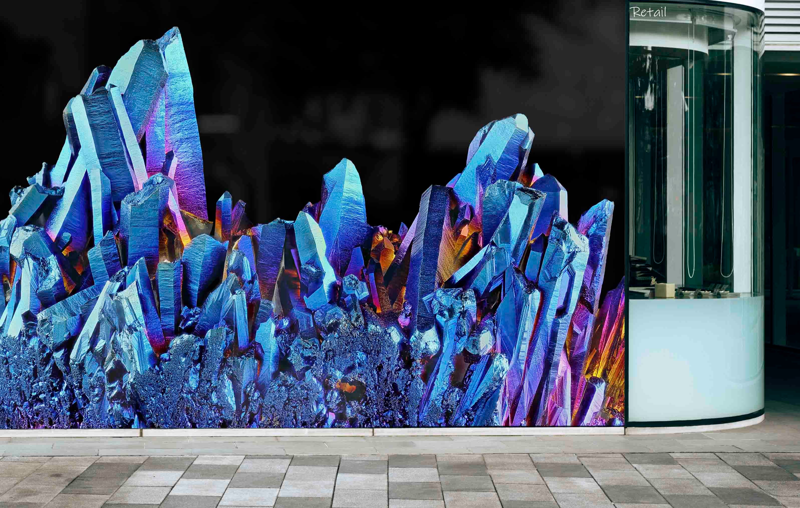 3D Retail Shop Store Market Trade Crystal Blue Wall Mural Wallpaper 22