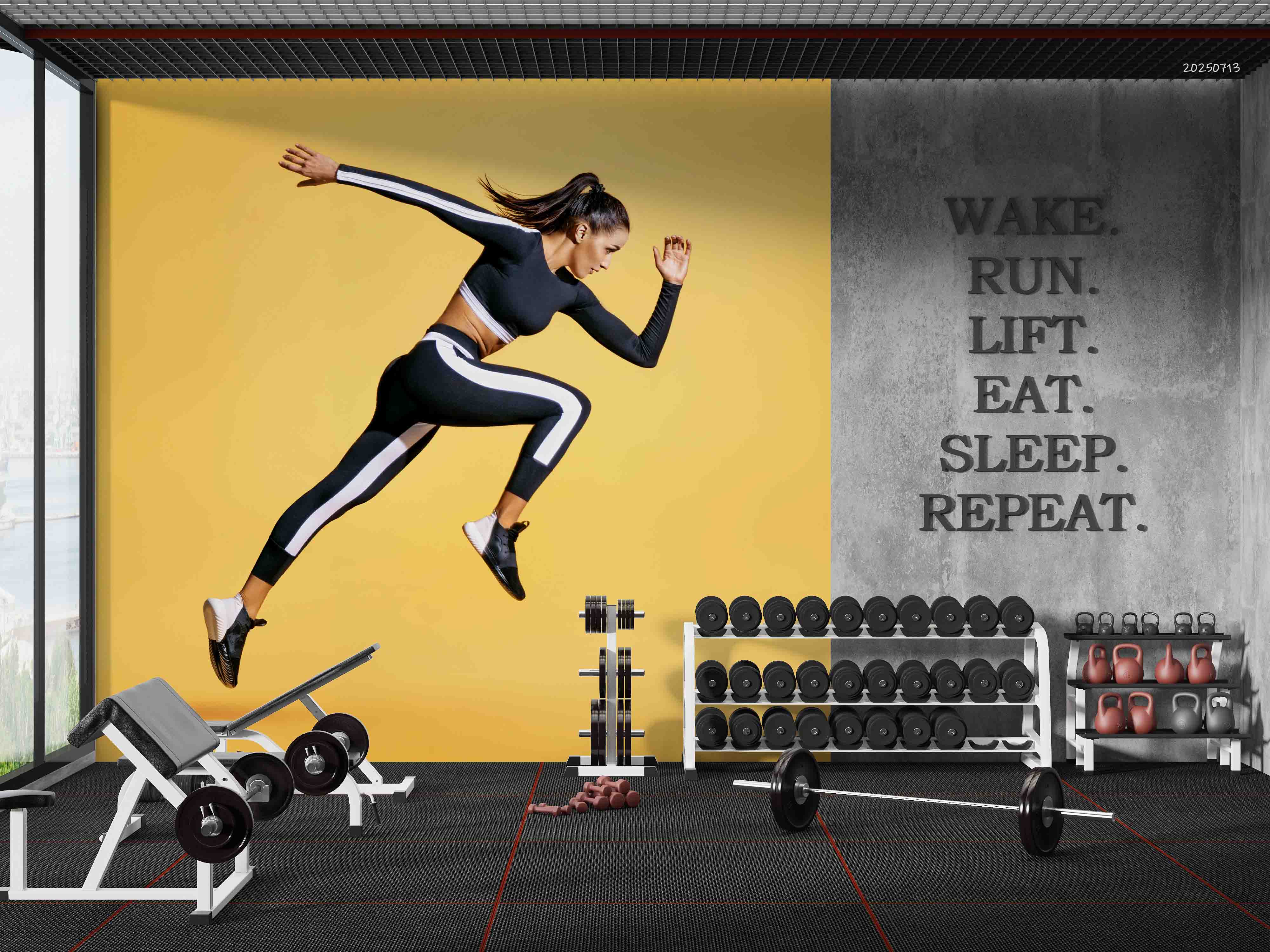 3D Gym Fitness Gymnasium Wall Mural Wallpaper 42