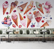 3D Ice Cream Strawberry Cup Wall Mural Wallpaper YXL 2310