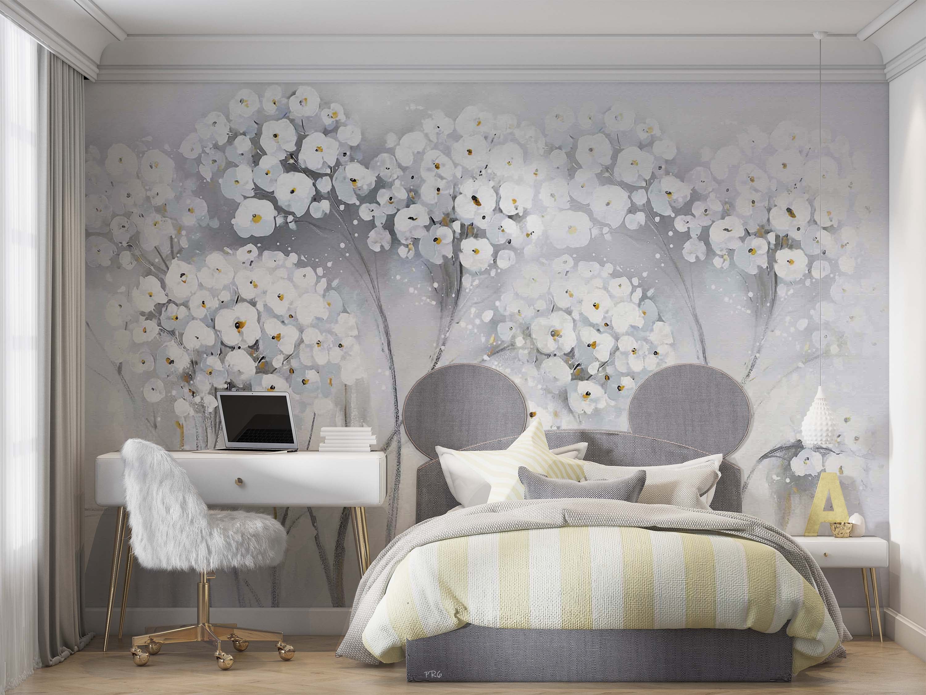 3D Flower Dried Flower White Wall Mural Wallpaper YXL 06- Jess Art Decoration