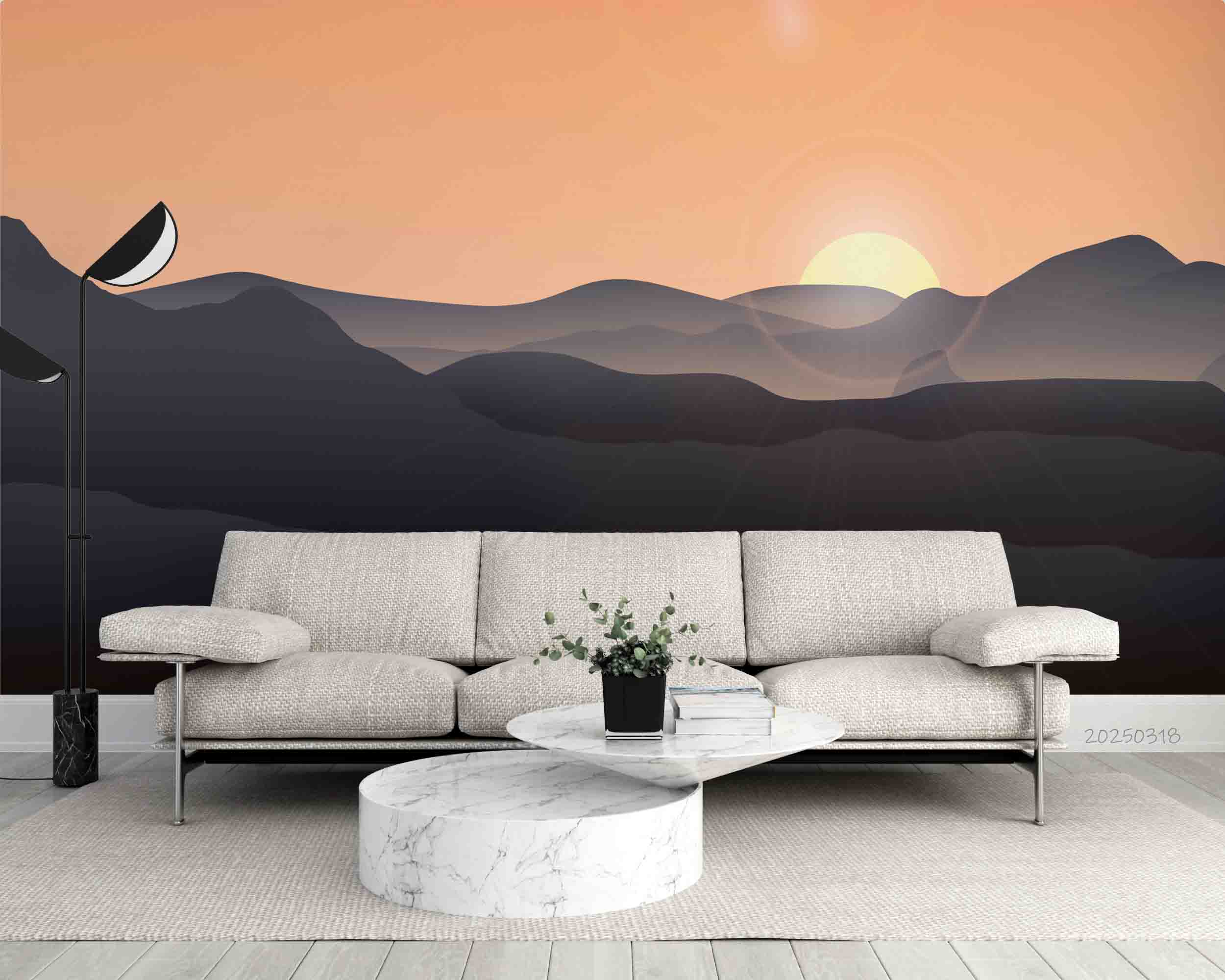 3D Sunset Sky Mountain Range Natural Scenery Wallpaper Wall Mural Wall Decor Wall Art Wall Sticker Remoable Wallpaper 38