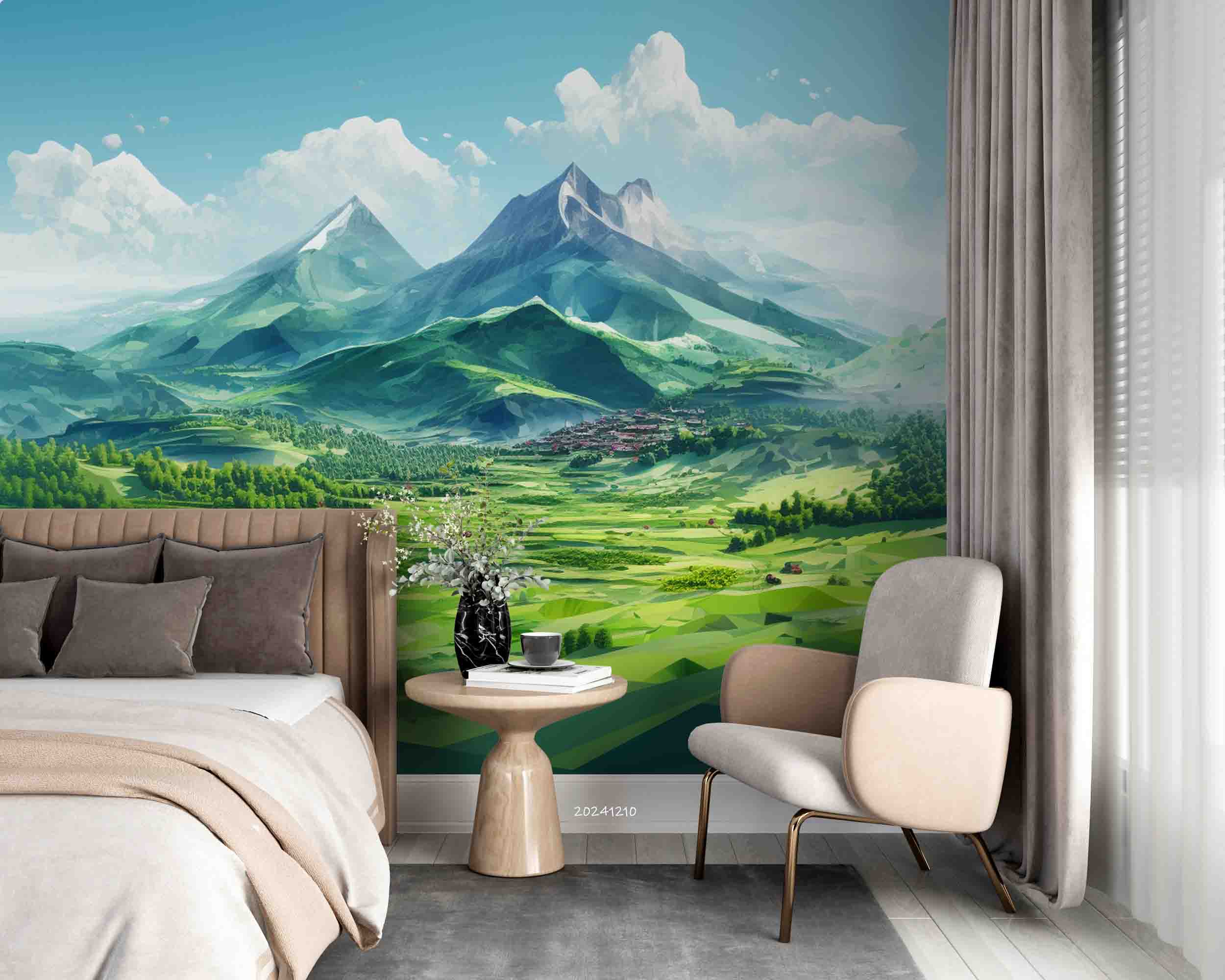 3D Sky Cloud Mountains Nature Landscape Wallpaper Wall Mural Wall Decor Wall Art Wall Sticker Remoable Wallpaper LQH 28