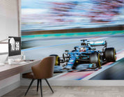 3D F1 Blue Formula One Racing Wallpaper Wall Mural Wall Decor Wall Art Wall Sticker Remoable Wallpaper