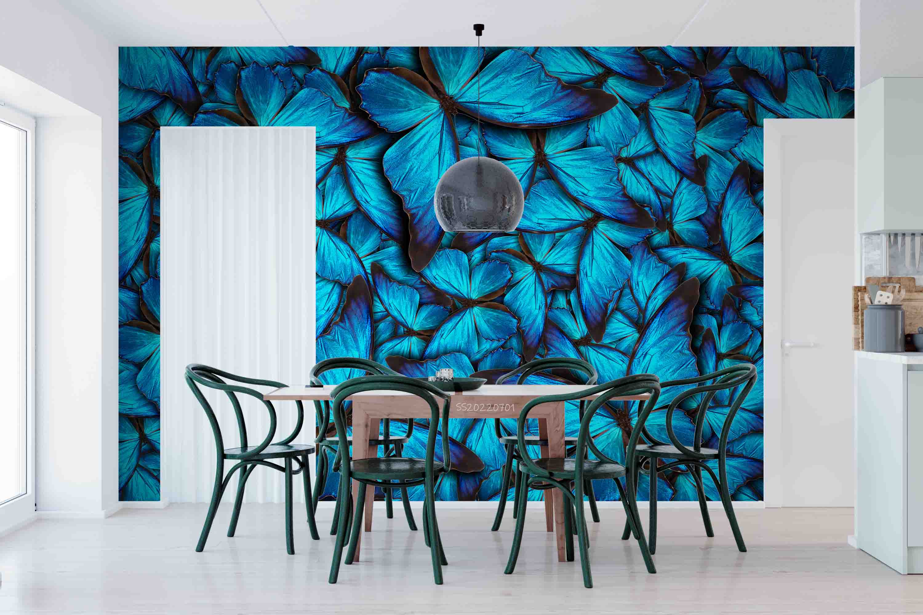 3D Beautiful Blue Butterfly Wall Mural Wallpaper GD 5033- Jess Art Decoration