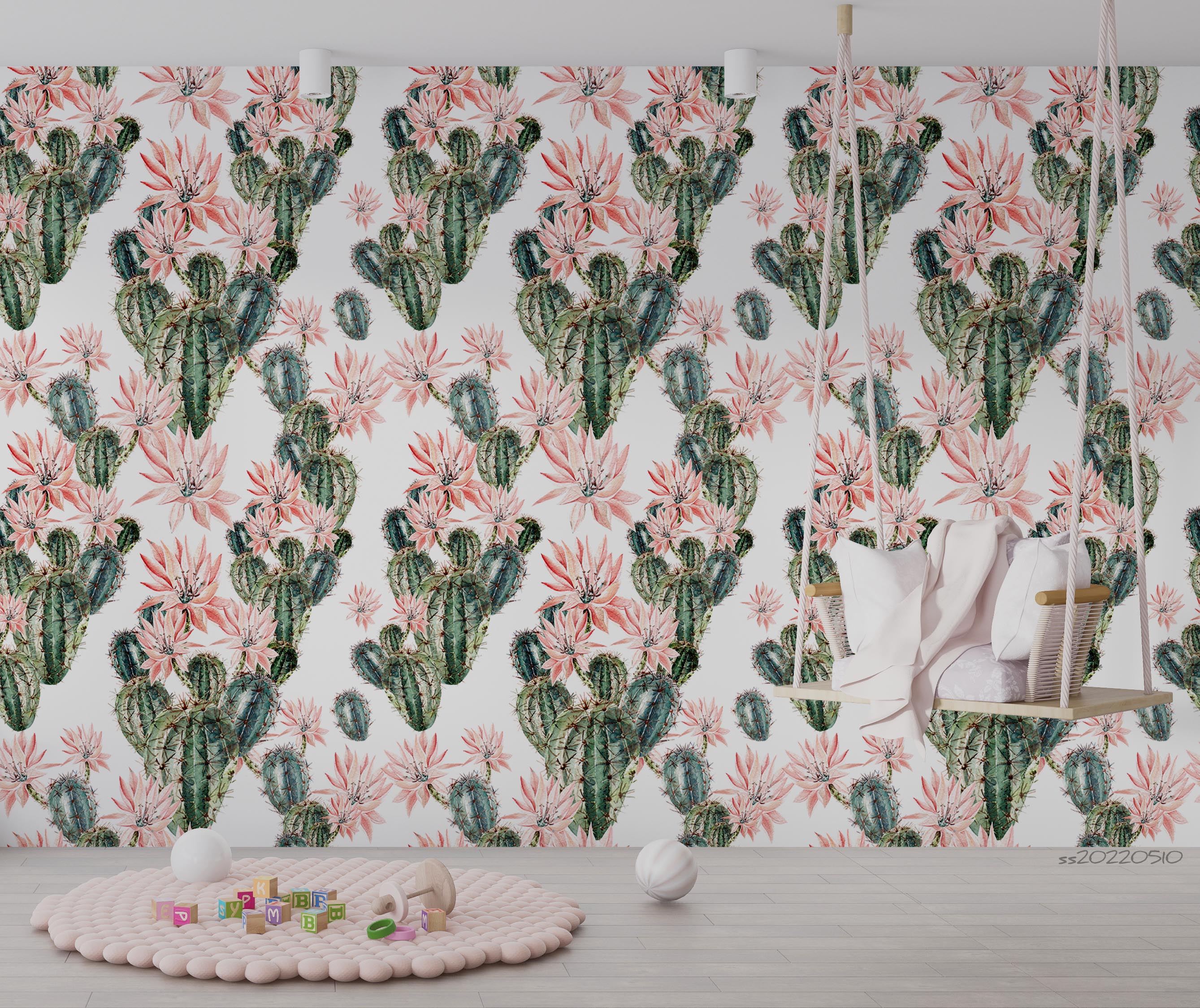 3D Watercolor Cactus Floral Pattern Wall Mural Wallpaper GD 4084- Jess Art Decoration