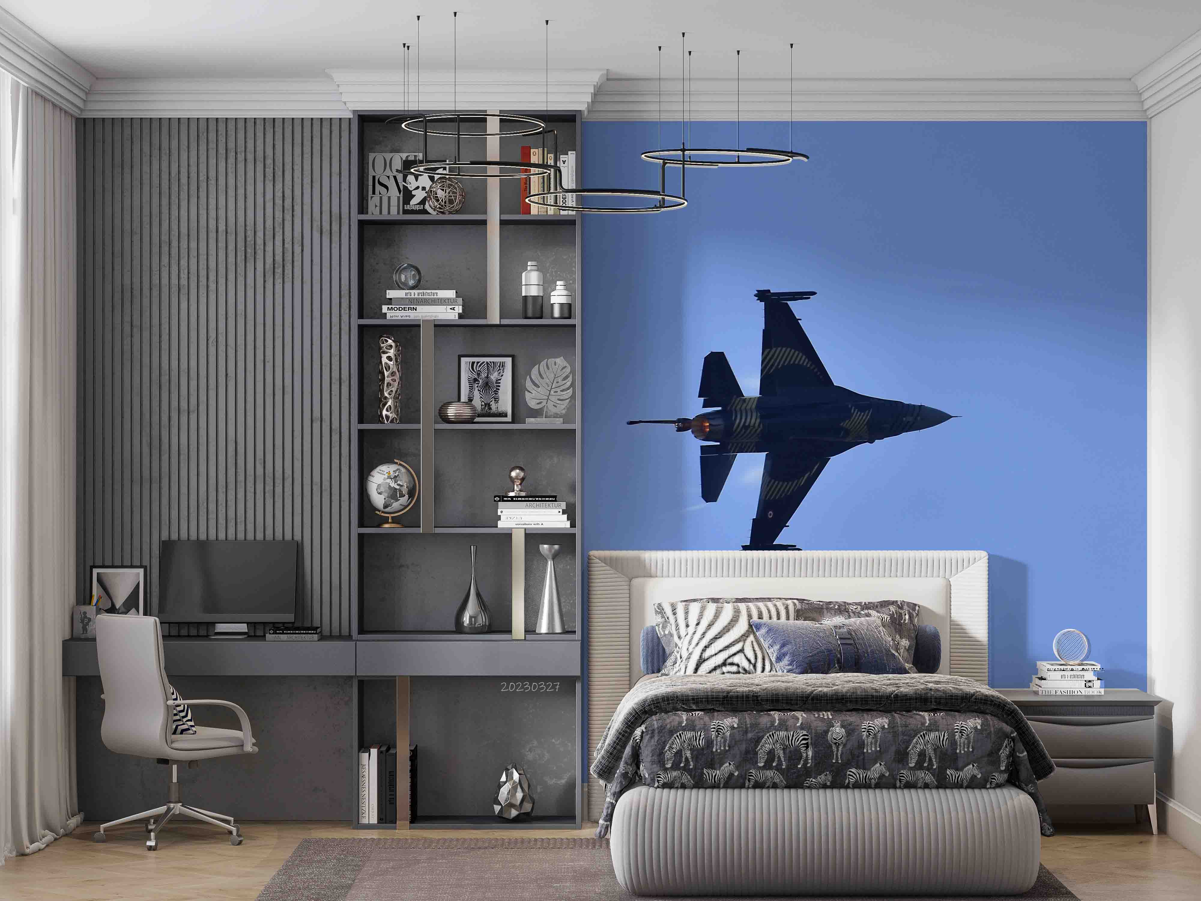 3D Turkish Air Force "SOLOTURK" F-16 Fighting Falcon Wall Mural Wallpaper GD 5456- Jess Art Decoration