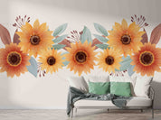 3D Beautiful Watercolor Sunflower Border Wall Mural Wallpaper GD 3398- Jess Art Decoration