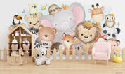 3D Childcare Nursery School Cartoon Kids Animals Wall Mural Wallpaper JN 54