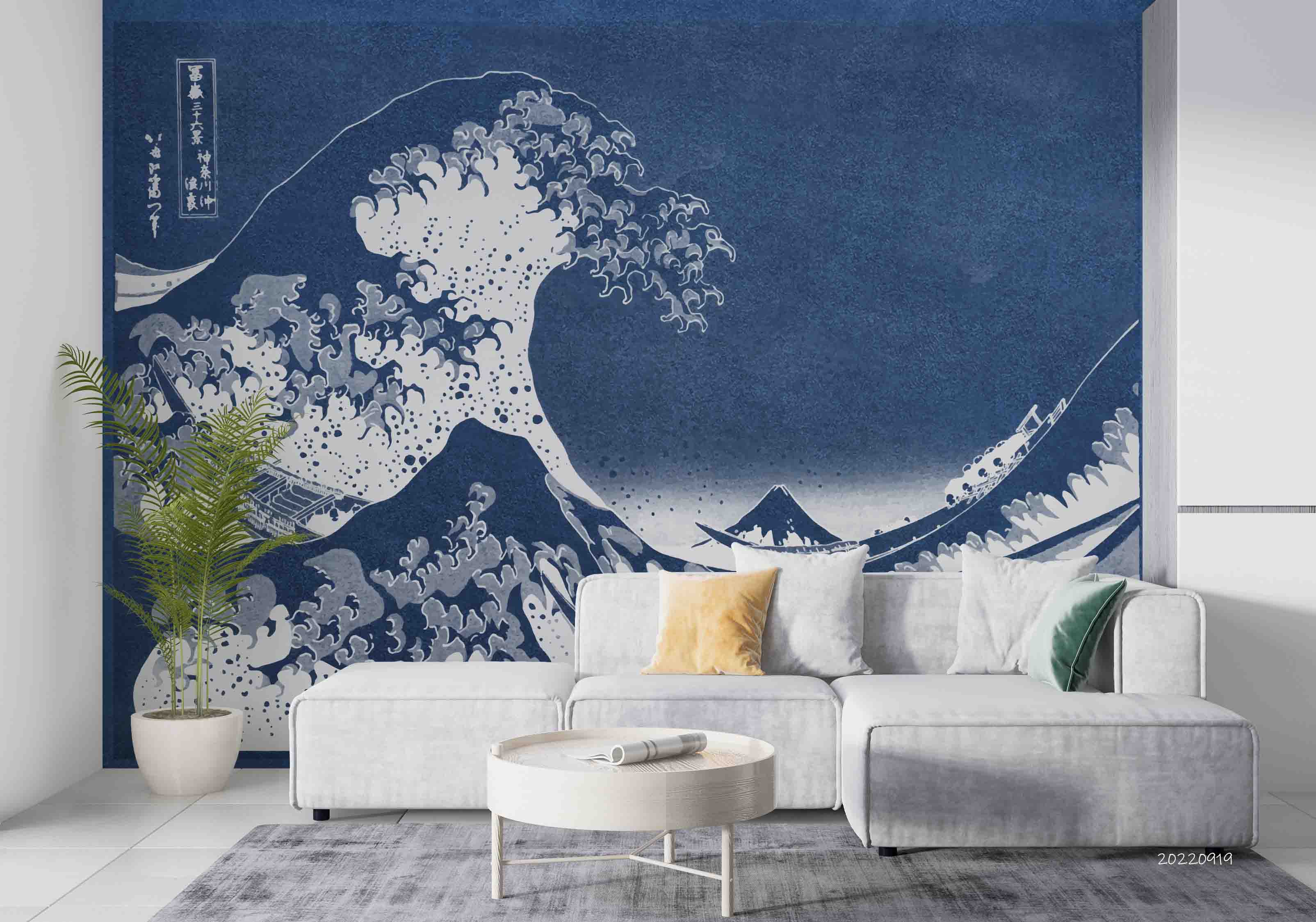 3D Retro Abstract Giant Wave Kanagawa Wall Mural Wallpaper GD 3450- Jess Art Decoration