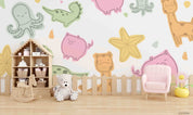 3D Childcare Nursery School Cartoon Animals Kids Wall Mural Wallpaper JN 23