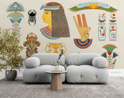 3D Ancient Egypt Pattern Egyptian Hieroglyphic Symbols Wallpaper Wall Mural Wall Decor Wall Art Wall Sticker Remoable Wallpaper LQH