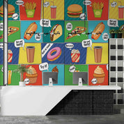 3D Fast Food Comic Colorful Background Advertising Poster Wall Mural Wallpaper GD 4905- Jess Art Decoration