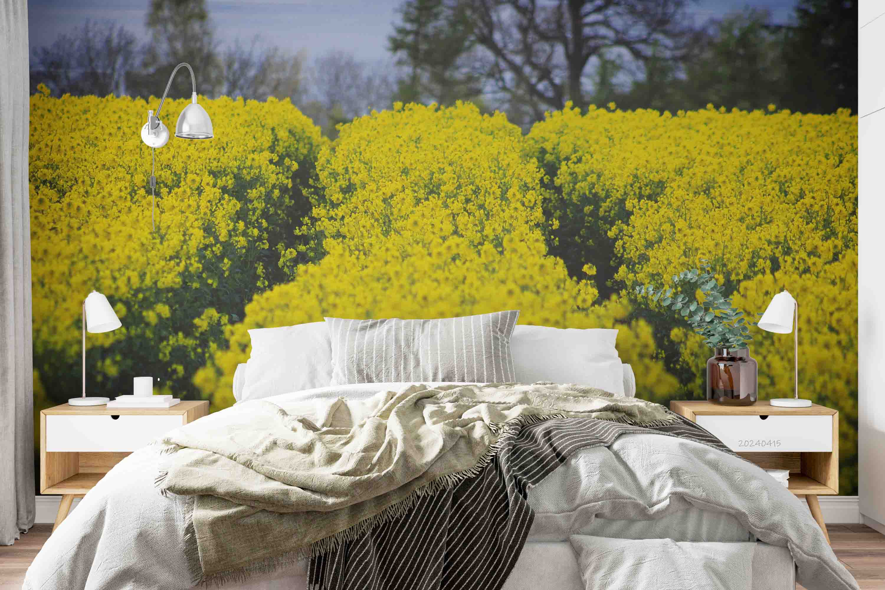 3D Yellow Rapeseed Field Flower Wallpaper Wall Mural Wall Decor Wall Art Wall Sticker Remoable Wallpaper