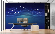 3D Office Business Commerce Technology Blue Modern Wall Mural Wallpaper 59