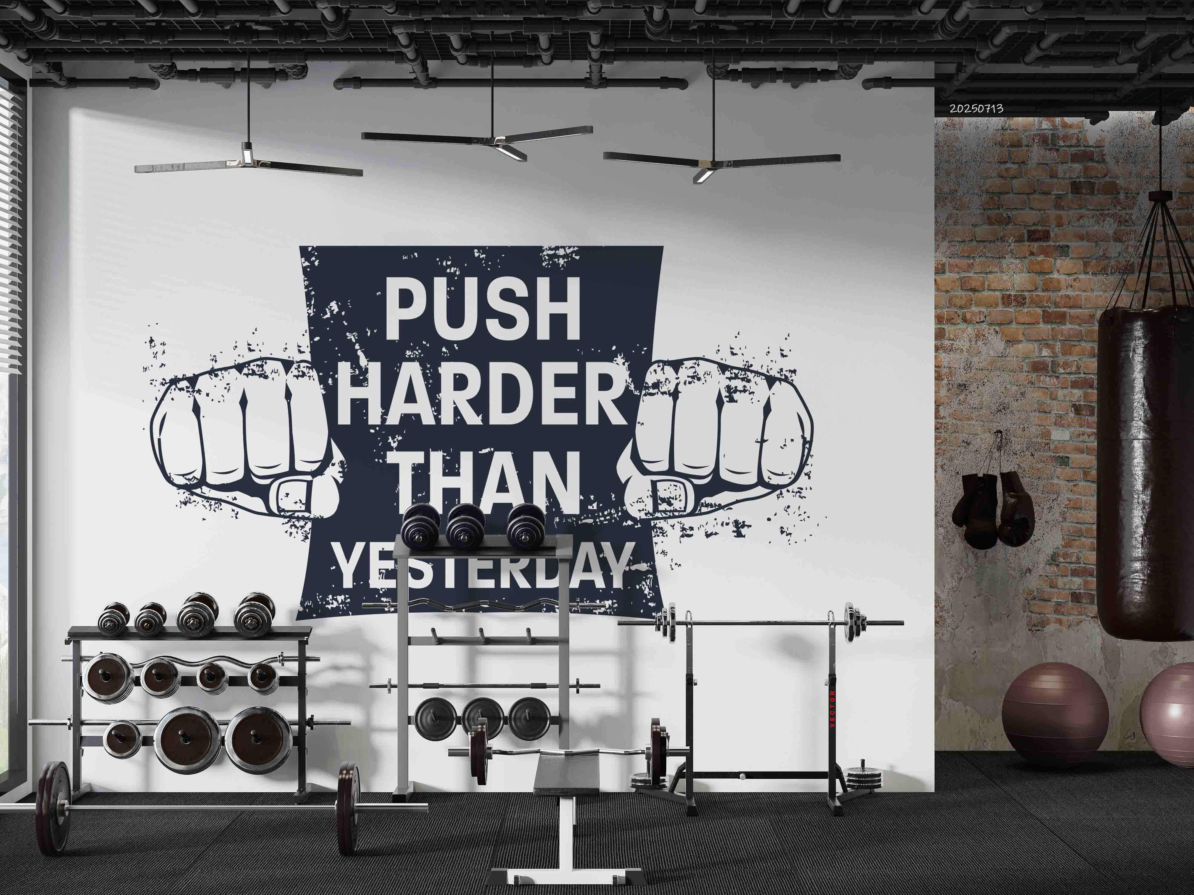 3D Gym Fitness Gymnasium Dumbbell Wall Mural Wallpaper 55