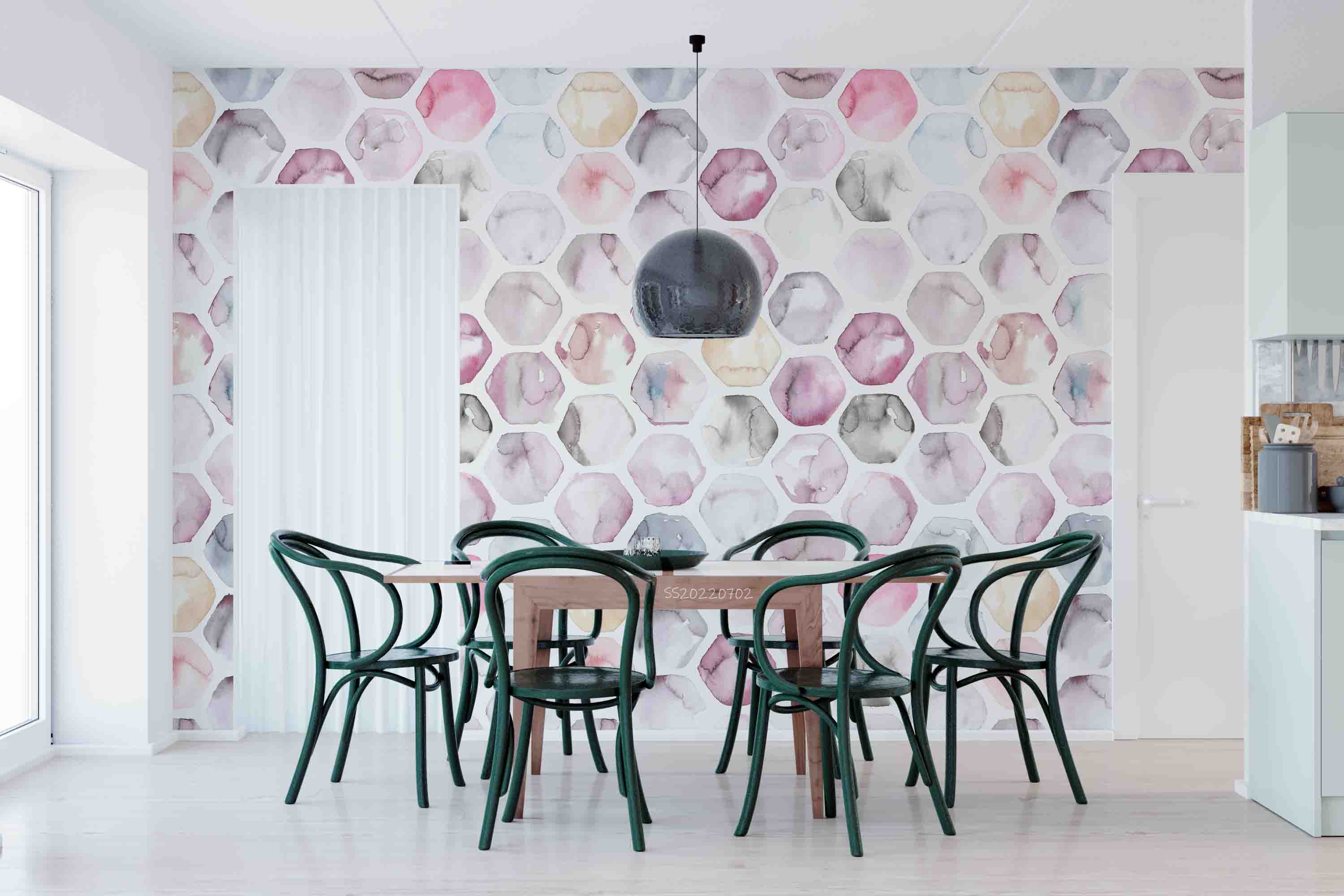 3D Watercolor Hexagonal Honeycomb Fabric Cover Wall Mural Wallpaper GD 5127- Jess Art Decoration