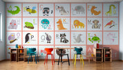 3D Childcare Nursery School Cartoon Kids Animals Letters Wall Mural Wallpaper JN