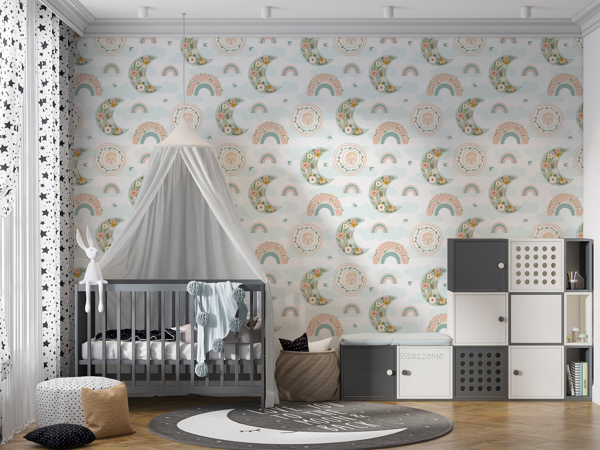3D Spring Rainbow Moon Sun Bird Floral Wall Mural Wallpaper GD 4005- Jess Art Decoration