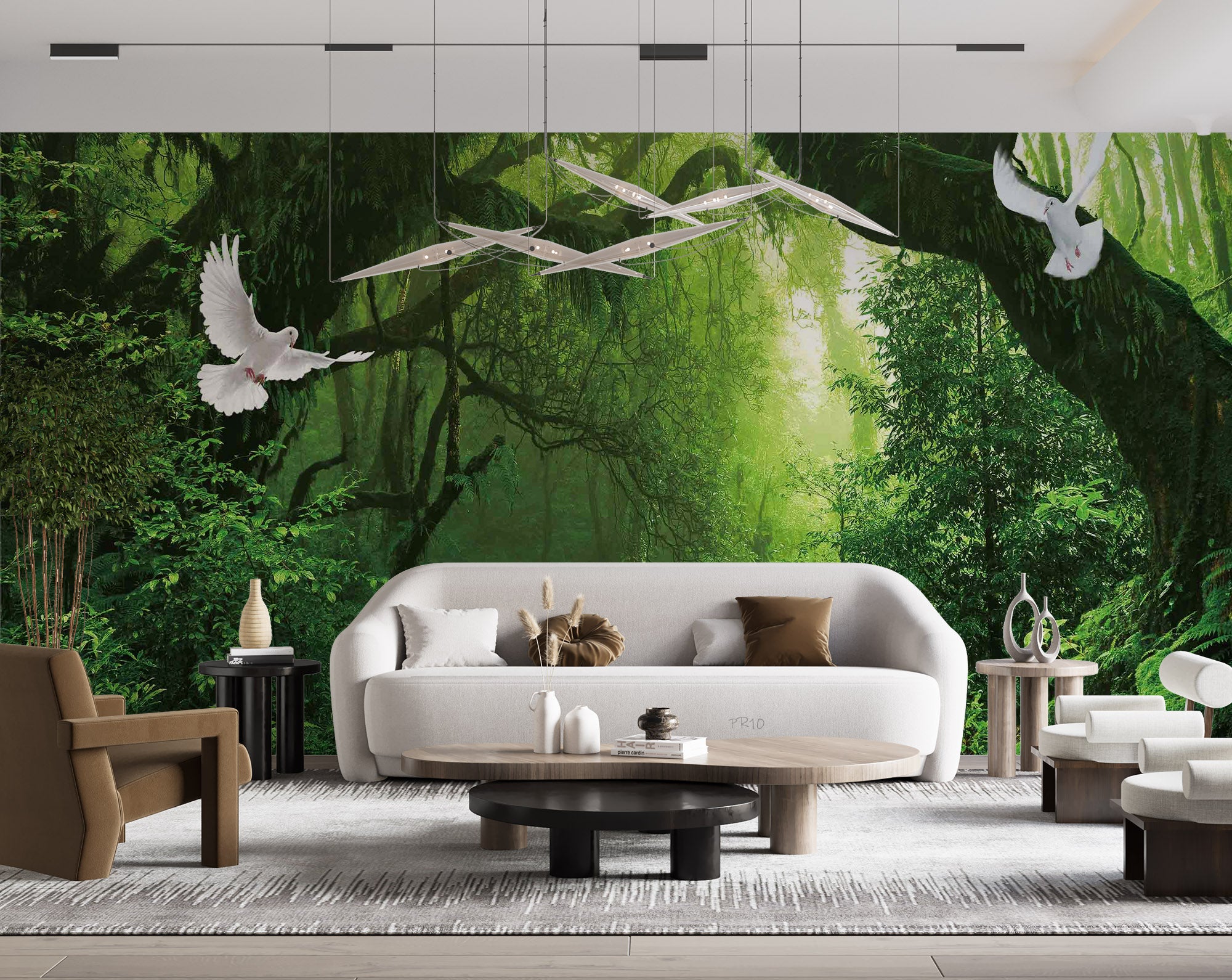3D Forest Green Trees Path Sunshine Pigeon Wall Mural Wallpaper GD 4812- Jess Art Decoration